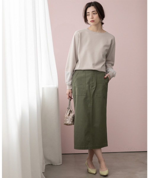 OPAQUE.CLIP（オペークドットクリップ）の「《S-LLsize》ストレッチベイカーナロースカート【洗濯機洗い可】（スカート・レディース・カーキ/アイボリー/ブラック・40/38/42/36）」の16枚目の写真