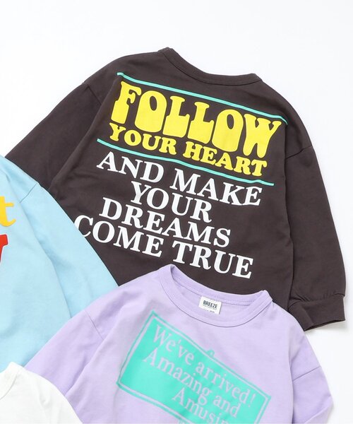 BREEZE（ブリーズ）の「【ジュニア対応】4柄4色長袖Tシャツ（Tシャツ/カットソー・キッズ・チャコール/ラベンダー/オフホワイト/サックスブルー・110/100/90/80/130/120/150/140）」の3枚目の写真