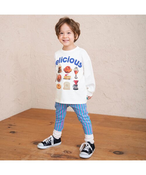 BREEZE（ブリーズ）の「【ジュニア対応】4柄4色長袖Tシャツ（Tシャツ/カットソー・キッズ・チャコール/ラベンダー/オフホワイト/サックスブルー・110/100/90/80/130/120/150/140）」の5枚目の写真