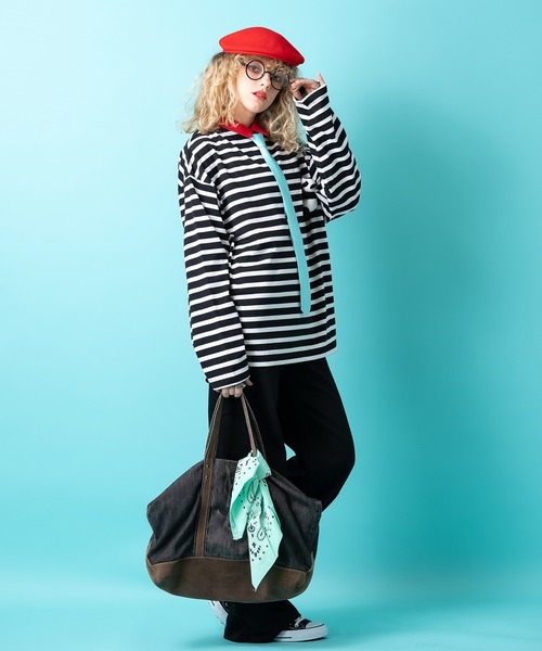 TEDDY ankoROCK ボーダーボートネックカットソー / メンズ レディース