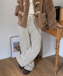 ワイドストライプ起毛パンツ