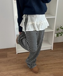 ワイドストライプ起毛パンツ