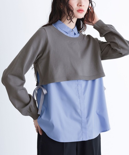 シャツドッキングニットプルオーバー』（シャツ/ブラウス）｜somari