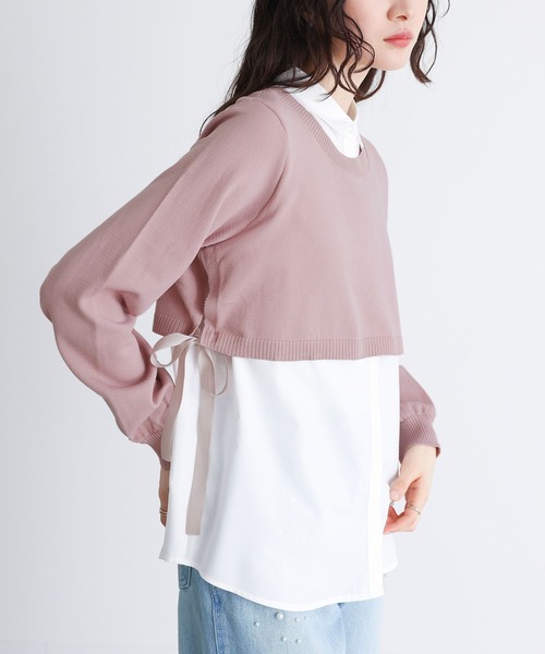 somari imagination(ソマリ イマジネーション)の「シャツドッキングニットプルオーバー(シャツ/ブラウス・レディース・ピンク/グレー・2/1)」の2枚目の写真