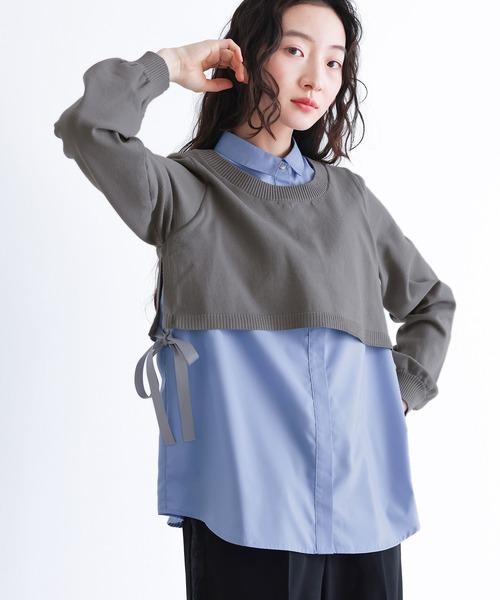 somari imagination(ソマリ イマジネーション)の「シャツドッキングニットプルオーバー(シャツ/ブラウス・レディース・ピンク/グレー・2/1)」の12枚目の写真