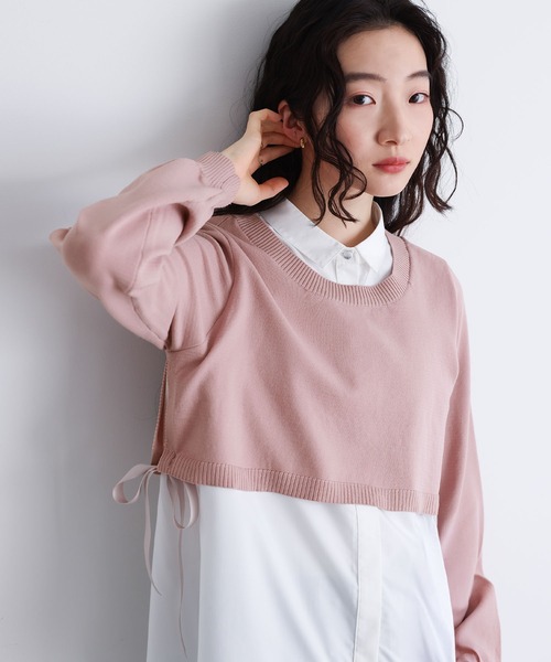 somari imagination(ソマリ イマジネーション)の「シャツドッキングニットプルオーバー(シャツ/ブラウス・レディース・ピンク/グレー・2/1)」の3枚目の写真