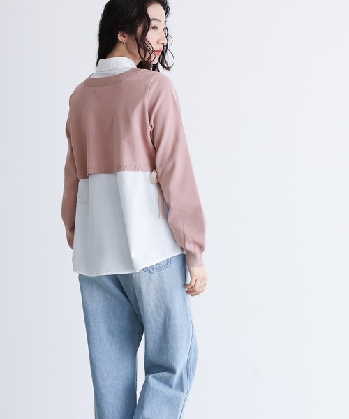 somari imagination(ソマリ イマジネーション)の「シャツドッキングニットプルオーバー(シャツ/ブラウス・レディース・ピンク/グレー・2/1)」の4枚目の写真