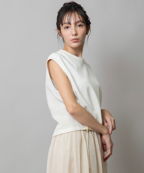 tシャツ ブークレー×ギマメッシュドッキングトップス レディース セール】ブークレー×ギマメッシュドッキングトップス（Tシャツ