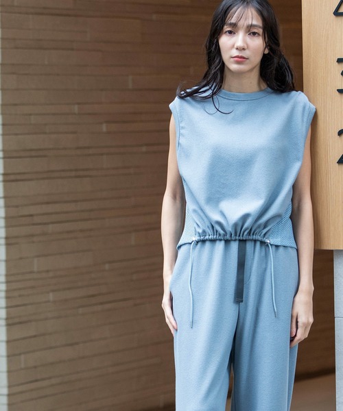 Munich（ミューニック）の「ブークレー×ギマメッシュドッキングトップス（Tシャツ/カットソー・レディース・アイボリー/ブラック/グレイッシュブルー・FREE）」の22枚目の写真