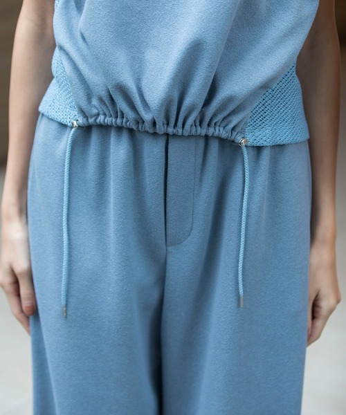 Munich（ミューニック）の「ブークレー×ギマメッシュドッキングトップス（Tシャツ/カットソー・レディース・アイボリー/ブラック/グレイッシュブルー・FREE）」の20枚目の写真