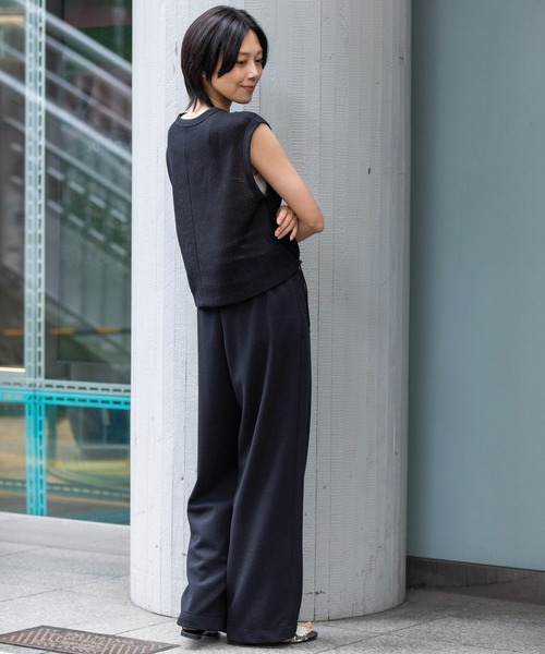 Munich（ミューニック）の「ブークレー×ギマメッシュドッキングトップス（Tシャツ/カットソー・レディース・アイボリー/ブラック/グレイッシュブルー・FREE）」の13枚目の写真