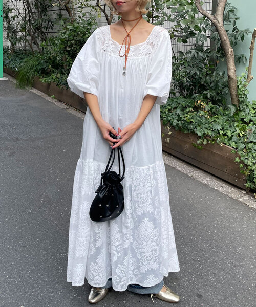 セール】【She desires...】レーススクエアネックロングワンピース  