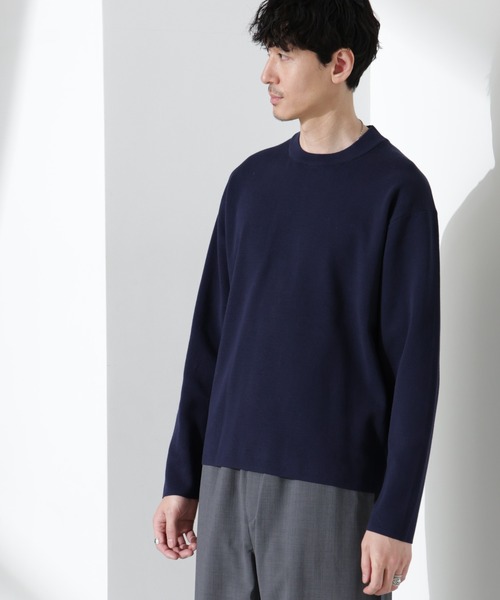 NANO universe(ナノユニバース)の「14ゲージミラノリブ ジャケTEE 長袖 (手洗い可能)(Tシャツ/カットソー・メンズ・ネイビー/グリーン/アイボリー・S/M/L)」の3枚目の写真