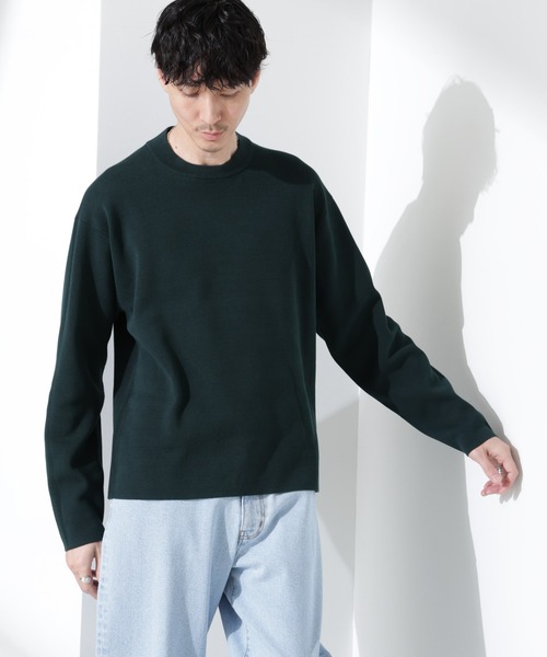 NANO universe(ナノユニバース)の「14ゲージミラノリブ ジャケTEE 長袖 (手洗い可能)(Tシャツ/カットソー・メンズ・ネイビー/グリーン/アイボリー・S/M/L)」の1枚目の写真