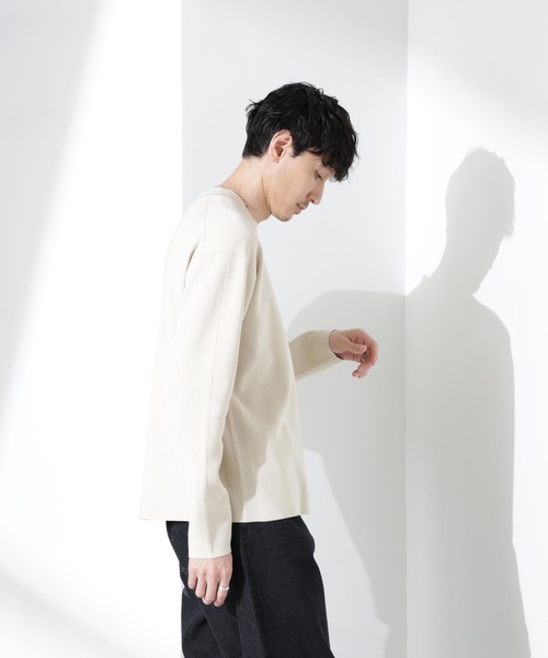 NANO universe(ナノユニバース)の「14ゲージミラノリブ ジャケTEE 長袖 (手洗い可能)(Tシャツ/カットソー・メンズ・ネイビー/グリーン/アイボリー・S/M/L)」の9枚目の写真