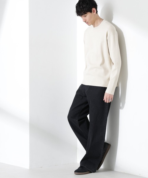 NANO universe(ナノユニバース)の「14ゲージミラノリブ ジャケTEE 長袖 (手洗い可能)(Tシャツ/カットソー・メンズ・ネイビー/グリーン/アイボリー・S/M/L)」の5枚目の写真