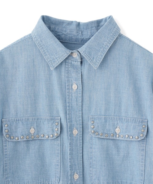 ROSE BUD（ローズバッド）の「(GENE HEAVENS)VOLUME SLEEVE DENIM SHIRT WITH STUDS（シャツ/ブラウス・レディース・ブルー/ブラック・ONE SIZE）」の15枚目の写真