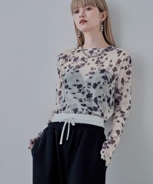 ローズプリントシアートップス