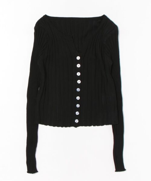ALTROSE(アルトローズ)の「リブニット カーディガン フロントボタン Vネック(カーディガン/ボレロ・レディース・ブラック/ホワイト/イエロー・FREE)」の5枚目の写真