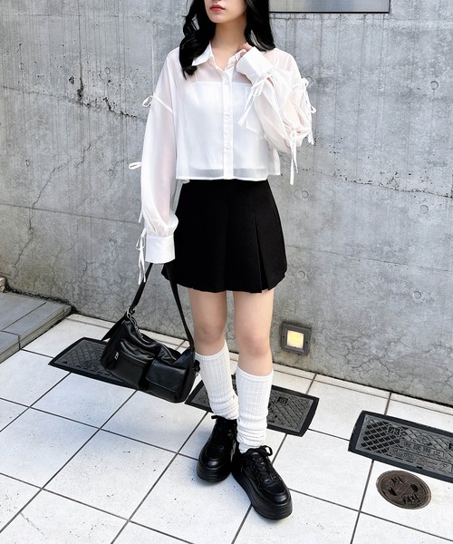 INGNI(イング)の「【WEB限定】袖リボンラメシアーショートシャツ(シャツ/ブラウス・レディース・グレー/ピンク系/アイボリー/サックスブルー/ミント/イエロー/ブルー・M)」の17枚目の写真