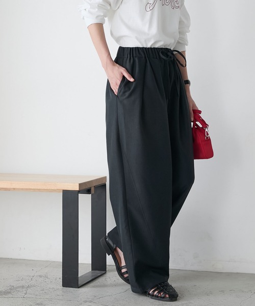 BONLECILL（ボンルシール）の「リネンライクイージーバレル2タックパンツ（スラックス・レディース・ベージュ/スミクロ/チャコールグレー/ブラック・M/L）」の3枚目の写真
