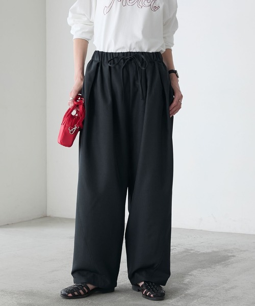 セール】リネンライクイージーバレル2タックパンツ（スラックス