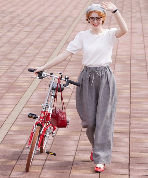 BONLECILL（ボンルシール）の「リネンライクイージーバレル2タックパンツ（スラックス・レディース・ベージュ/スミクロ/チャコールグレー/ブラック・M/L）」の5枚目の写真