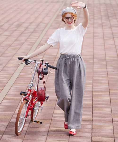 BONLECILL（ボンルシール）の「リネンライクイージーバレル2タックパンツ（スラックス・レディース・ベージュ/スミクロ/チャコールグレー/ブラック・M/L）」の6枚目の写真
