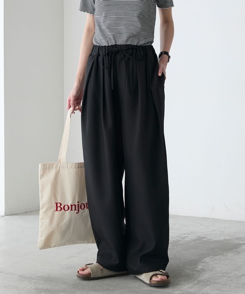 BONLECILL（ボンルシール）の「リネンライクイージーバレル2タックパンツ（スラックス・レディース・ベージュ/スミクロ/チャコールグレー/ブラック・M/L）」の8枚目の写真