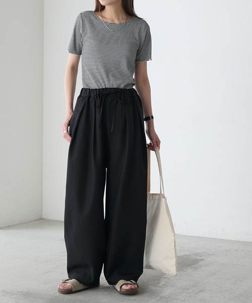 BONLECILL（ボンルシール）の「リネンライクイージーバレル2タックパンツ（スラックス・レディース・ベージュ/スミクロ/チャコールグレー/ブラック・M/L）」の13枚目の写真