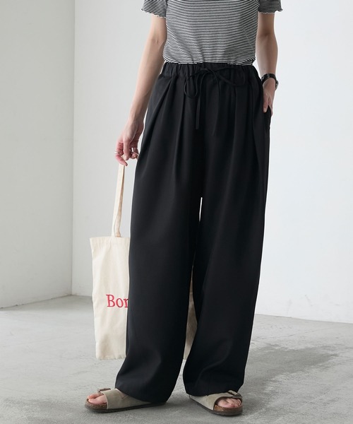 BONLECILL（ボンルシール）の「リネンライクイージーバレル2タックパンツ（スラックス・レディース・ベージュ/スミクロ/チャコールグレー/ブラック・M/L）」の17枚目の写真