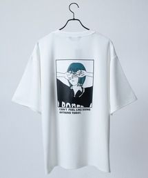 【a】〔Naive Magic〕シルキータッチストレッチ BLUE/GREEN Girlイラストプリント ポンチTシャツ