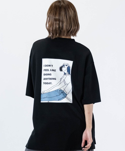 Naive magic(ナイーブマジック)の「【a】〔Naive Magic〕シルキータッチストレッチ BLUE/GREEN Girlイラストプリント ポンチTシャツ(Tシャツ/カットソー・メンズ・ブルー系1/ピンク系1/ピンク系2/ブラック系1/ライトグレー系2/グレー系1/グリーン系2/ブラック系2/ライトグレー系1/グリーン系1/ブルー系2/ホワイト系1/ホワイト系2/グレー系2・MEDIUM/LARGE)」の3枚目の写真