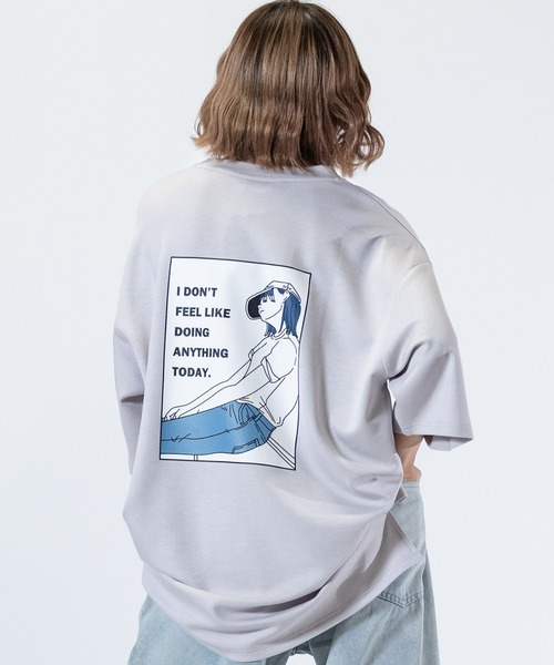 Naive magic(ナイーブマジック)の「【a】〔Naive Magic〕シルキータッチストレッチ BLUE/GREEN Girlイラストプリント ポンチTシャツ(Tシャツ/カットソー・メンズ・ブルー系1/ピンク系1/ピンク系2/ブラック系1/ライトグレー系2/グレー系1/グリーン系2/ブラック系2/ライトグレー系1/グリーン系1/ブルー系2/ホワイト系1/ホワイト系2/グレー系2・MEDIUM/LARGE)」の5枚目の写真