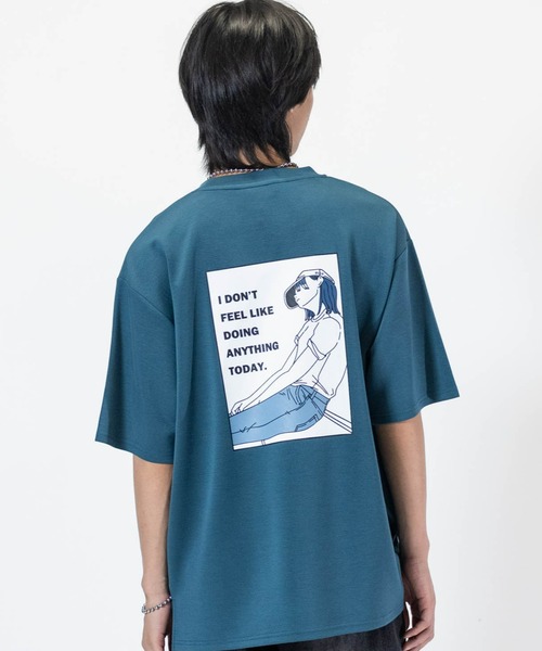 Naive magic(ナイーブマジック)の「【a】〔Naive Magic〕シルキータッチストレッチ BLUE/GREEN Girlイラストプリント ポンチTシャツ(Tシャツ/カットソー・メンズ・ブルー系1/ピンク系1/ピンク系2/ブラック系1/ライトグレー系2/グレー系1/グリーン系2/ブラック系2/ライトグレー系1/グリーン系1/ブルー系2/ホワイト系1/ホワイト系2/グレー系2・MEDIUM/LARGE)」の9枚目の写真