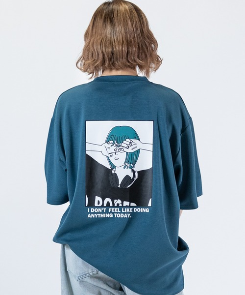 Naive magic(ナイーブマジック)の「【a】〔Naive Magic〕シルキータッチストレッチ BLUE/GREEN Girlイラストプリント ポンチTシャツ(Tシャツ/カットソー・メンズ・ブルー系1/ピンク系1/ピンク系2/ブラック系1/ライトグレー系2/グレー系1/グリーン系2/ブラック系2/ライトグレー系1/グリーン系1/ブルー系2/ホワイト系1/ホワイト系2/グレー系2・MEDIUM/LARGE)」の10枚目の写真