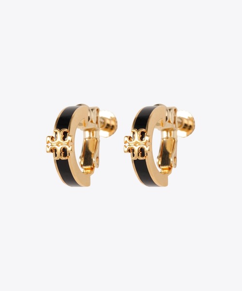 TORY BURCH（トリーバーチ）の「キラ エナメル ハギー クリップオンイヤリング（イヤリング・レディース・ブラック/アイボリー・ONE SIZE）」の2枚目の写真