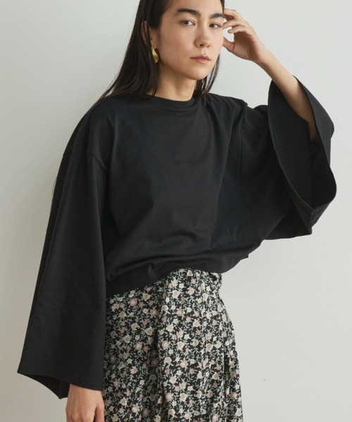 Stella McCartney ブラック ロングスリーブカットソー セール】ワイドロングスリーブカットソー（Tシャツ/カットソー