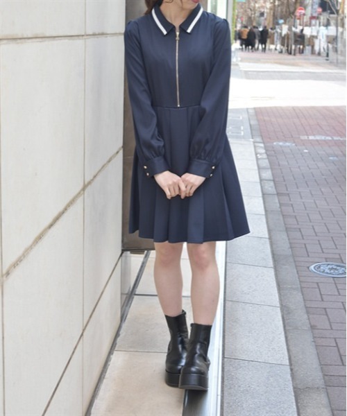 セール】ジップ×プリーツワンピース（ワンピース）｜axes femme