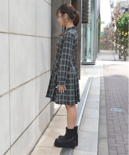 axes femme（アクシーズファム）の「ジップ×プリーツワンピース（ワンピース・レディース・グリーン/グレー/ネイビー・FREE）」の5枚目の写真