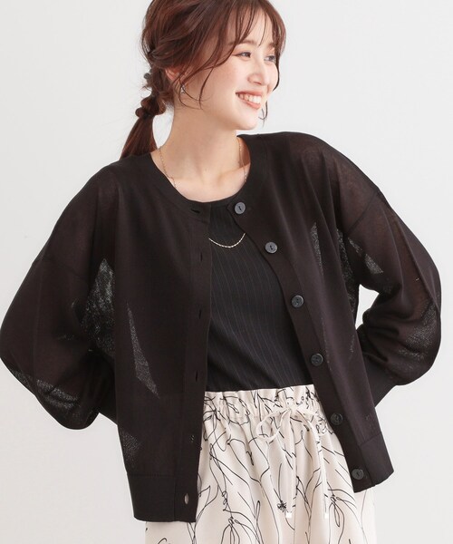 DRESKIP（ドレスキップ）の「【洗える/前後2WAY】 着こなしいろいろ 上品なシアーカーディガン（カーディガン/ボレロ・レディース・グリーン/オフホワイト/ブラック・01/02/03）」の3枚目の写真