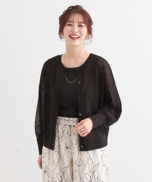 DRESKIP（ドレスキップ）の「【洗える/前後2WAY】 着こなしいろいろ 上品なシアーカーディガン（カーディガン/ボレロ・レディース・グリーン/オフホワイト/ブラック・01/02/03）」の4枚目の写真