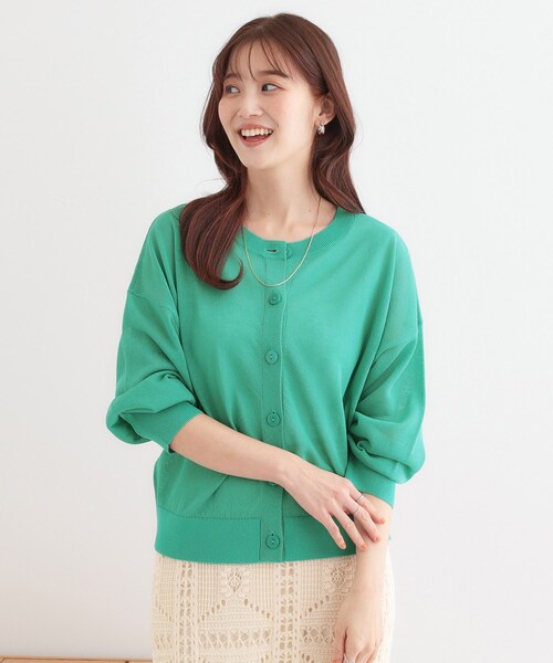 DRESKIP（ドレスキップ）の「【洗える/前後2WAY】 着こなしいろいろ 上品なシアーカーディガン（カーディガン/ボレロ・レディース・グリーン/オフホワイト/ブラック・01/02/03）」の11枚目の写真