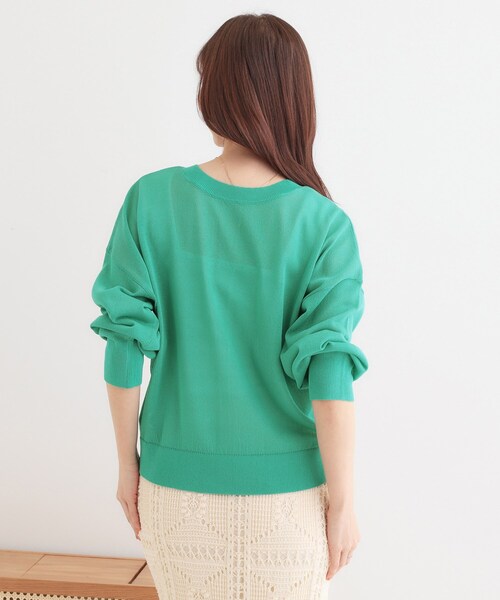 DRESKIP（ドレスキップ）の「【洗える/前後2WAY】 着こなしいろいろ 上品なシアーカーディガン（カーディガン/ボレロ・レディース・グリーン/オフホワイト/ブラック・01/02/03）」の12枚目の写真