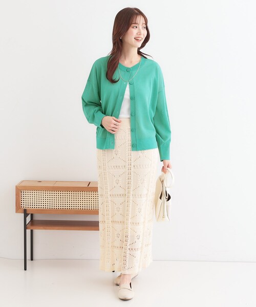 DRESKIP（ドレスキップ）の「【洗える/前後2WAY】 着こなしいろいろ 上品なシアーカーディガン（カーディガン/ボレロ・レディース・グリーン/オフホワイト/ブラック・01/02/03）」の16枚目の写真