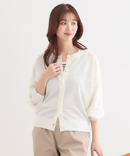 DRESKIP（ドレスキップ）の「【洗える/前後2WAY】 着こなしいろいろ 上品なシアーカーディガン（カーディガン/ボレロ・レディース・グリーン/オフホワイト/ブラック・01/02/03）」の18枚目の写真
