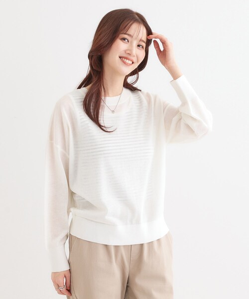 DRESKIP（ドレスキップ）の「【洗える/前後2WAY】 着こなしいろいろ 上品なシアーカーディガン（カーディガン/ボレロ・レディース・グリーン/オフホワイト/ブラック・01/02/03）」の20枚目の写真