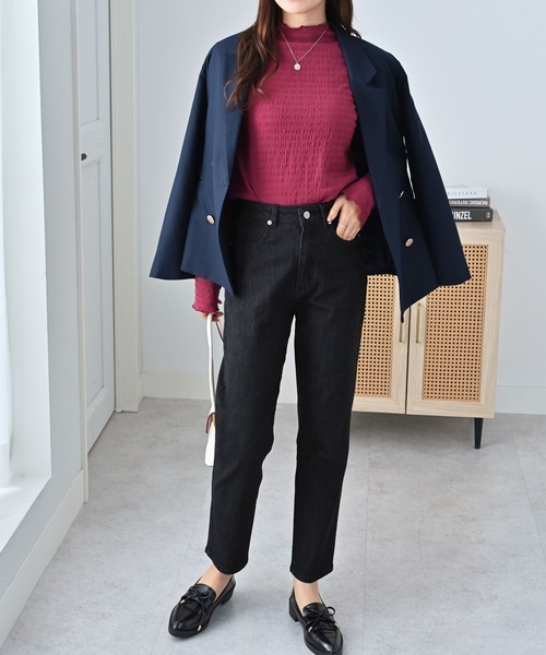 alotta（アロッタ）の「すっきりスリムデニムパンツ（デニムパンツ・レディース・ブラック/ライトブルー/ネイビー・M/L/LL/3L）」の5枚目の写真
