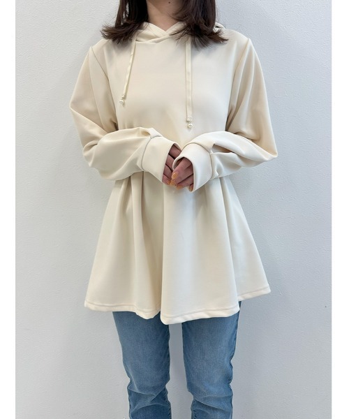 fifth(フィフス)の「ペプラムフードプルオーバー(Tシャツ/カットソー・レディース・アイボリー/ブラック/グレー/チャコールグレー・L/M)」の2枚目の写真