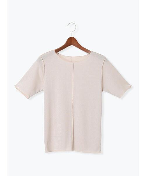 Te chichi TERRASSE(テチチテラス)の「ラメテレコハーフスリーブトップス(Tシャツ/カットソー・レディース・ブラック/オフホワイト/ベージュ・F)」の3枚目の写真